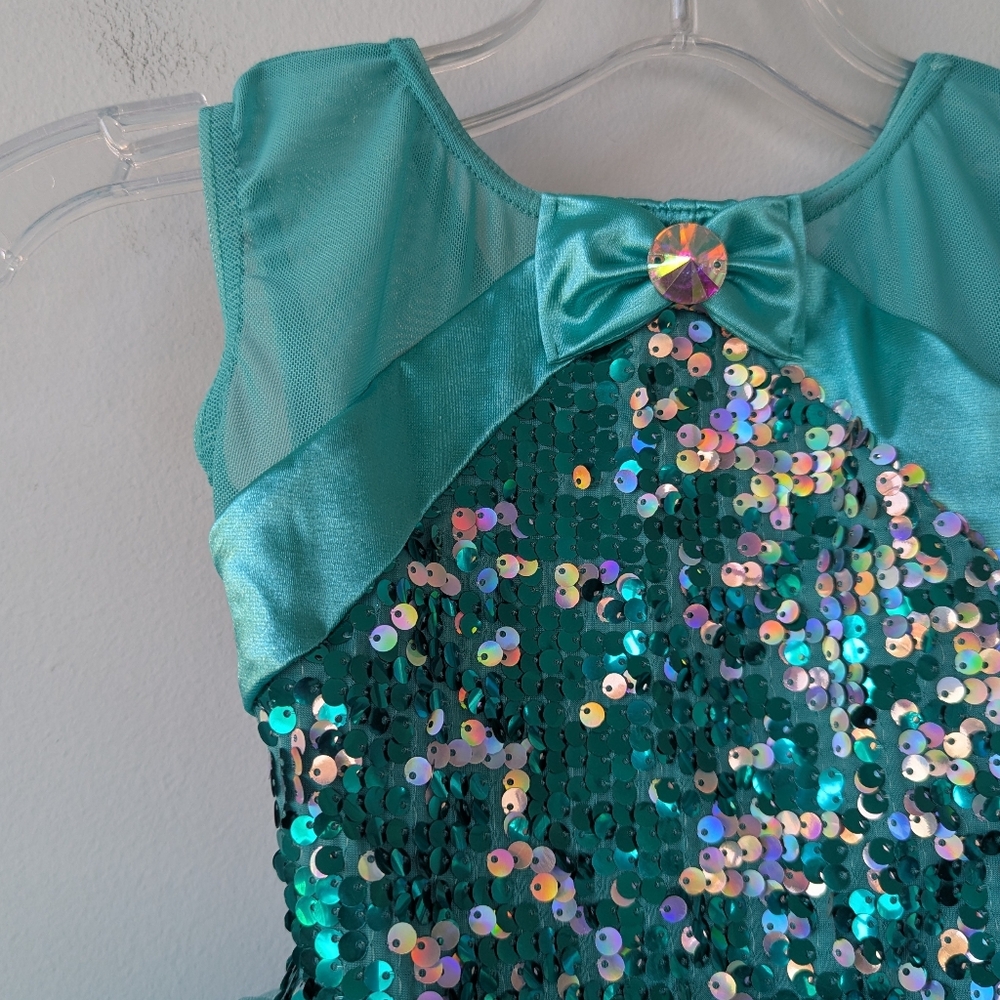 Weissman Girls Blue/Green Sequin Ballet Dance Costume - Picture 7 of 15